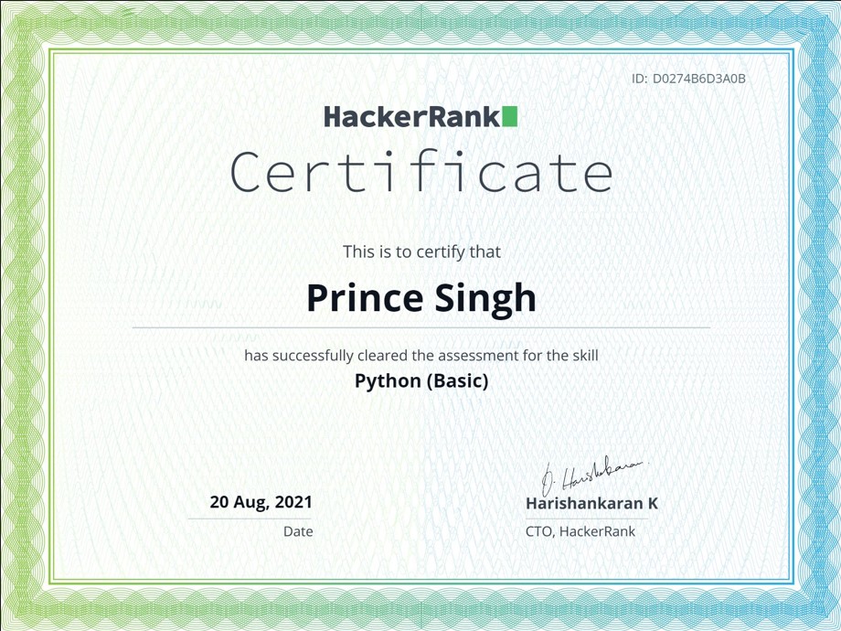 Certificate 29